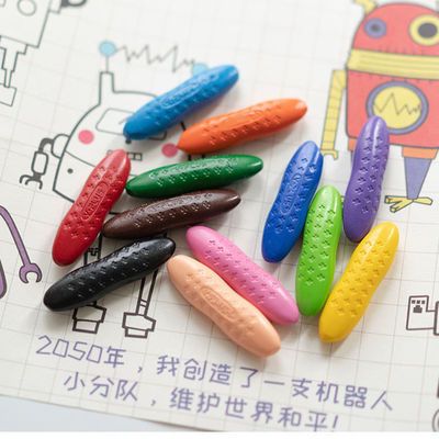 60102/英国YPLUS儿童花生蜡笔安全无毒不脏手幼儿园油画棒 可水洗宝宝笔