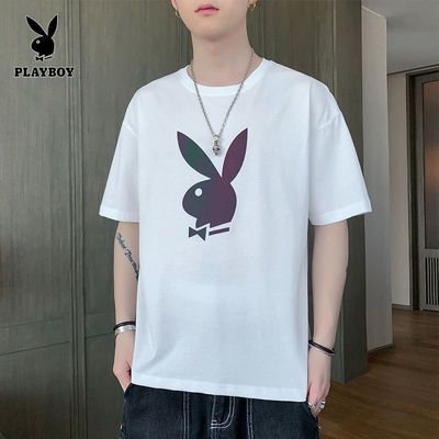 36247/花花公子男士短袖t恤纯棉百搭上衣ins潮流圆领韩版休闲青少年体恤