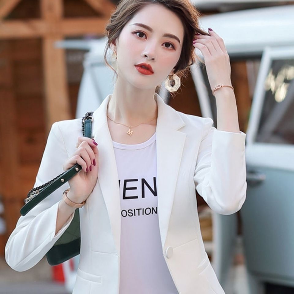 Small suit jacket women's thin section  spring and autumn new Korean fashion casual short section small suit jacket white
