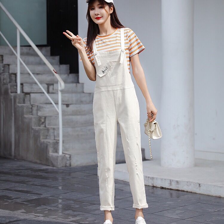 Denim overalls female students 2022 fashion new Korean version loose all-match age-reducing slim suspender jumpsuit trousers