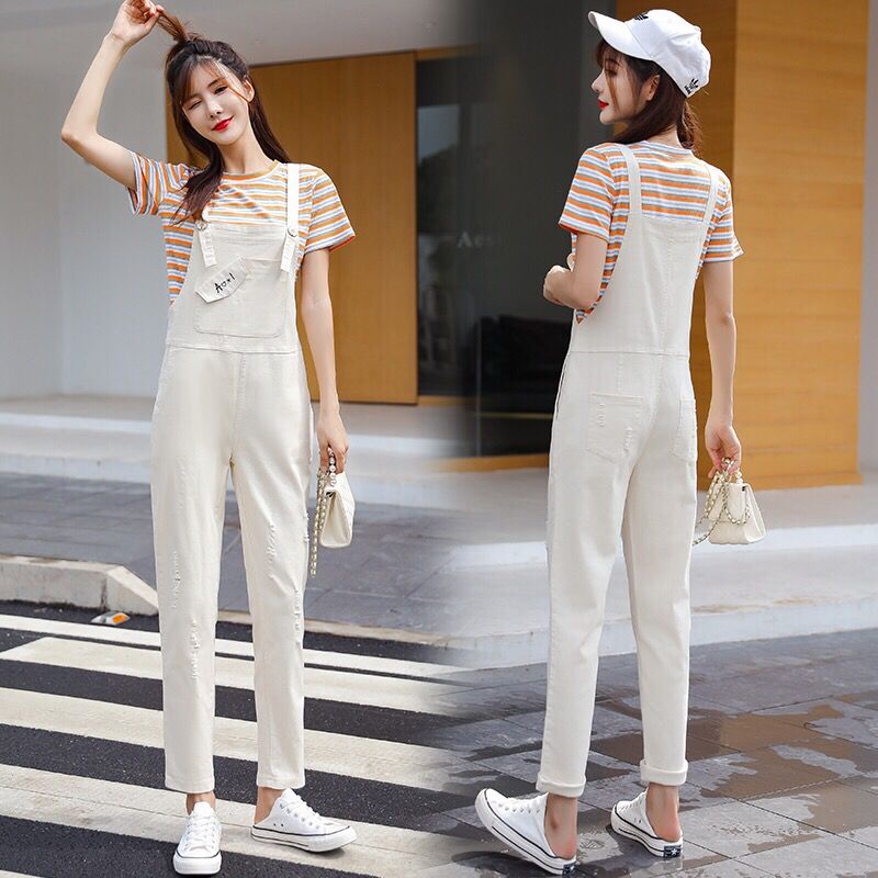 Denim overalls female students  fashion new Korean version loose all-match age-reducing slim suspender jumpsuit trousers