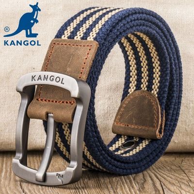 123542/KANGOL英国品牌针扣帆布腰带男女通用百搭休闲皮带潮款布牛仔裤带