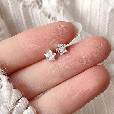 9977/宝诗娜日韩新款热卖耳饰品 防过敏精致五角星锆石耳钉女爱心耳环