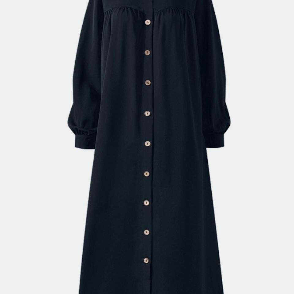 New ethnic style clothing Ramadan Muslim casual temperament women's cardigan long-sleeved stand-up collar large swing dress
