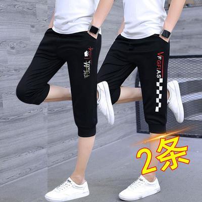 39139/夏季薄款七分裤子男孩运动裤纯棉青少年高中初中学生大童休闲短裤