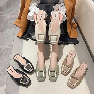 77693/包头半拖鞋女外穿时尚网红百搭2021新款春夏懒人鞋一脚蹬拖鞋女潮