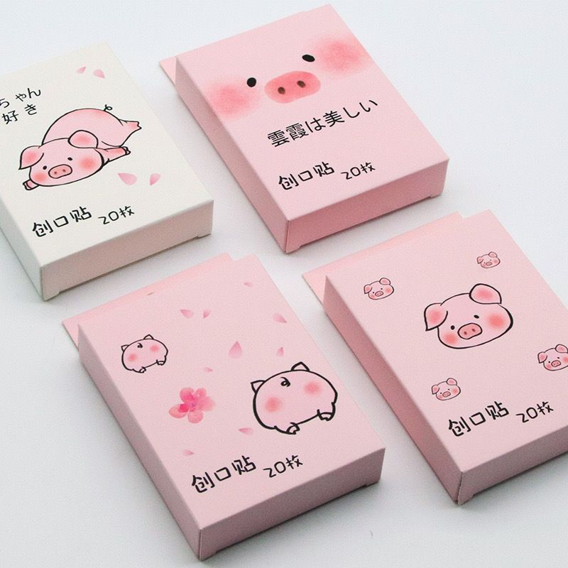 20 cartoon cute pigs into boxed band-aids small portable decorative stickers students outdoor portable band-aids