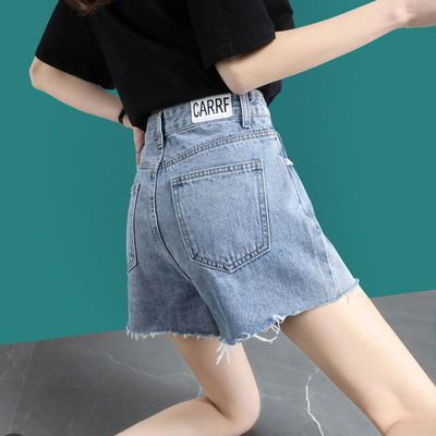 22350/高腰牛仔短裤女宽松2021夏季新款韩版阔腿显瘦毛边百搭a字热裤潮