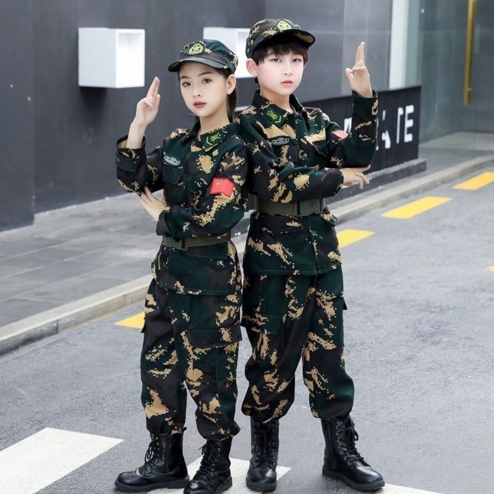 75895-儿童迷彩服套装男女童幼儿园小学生军训夏令营拓展作训迷彩服春秋-详情图