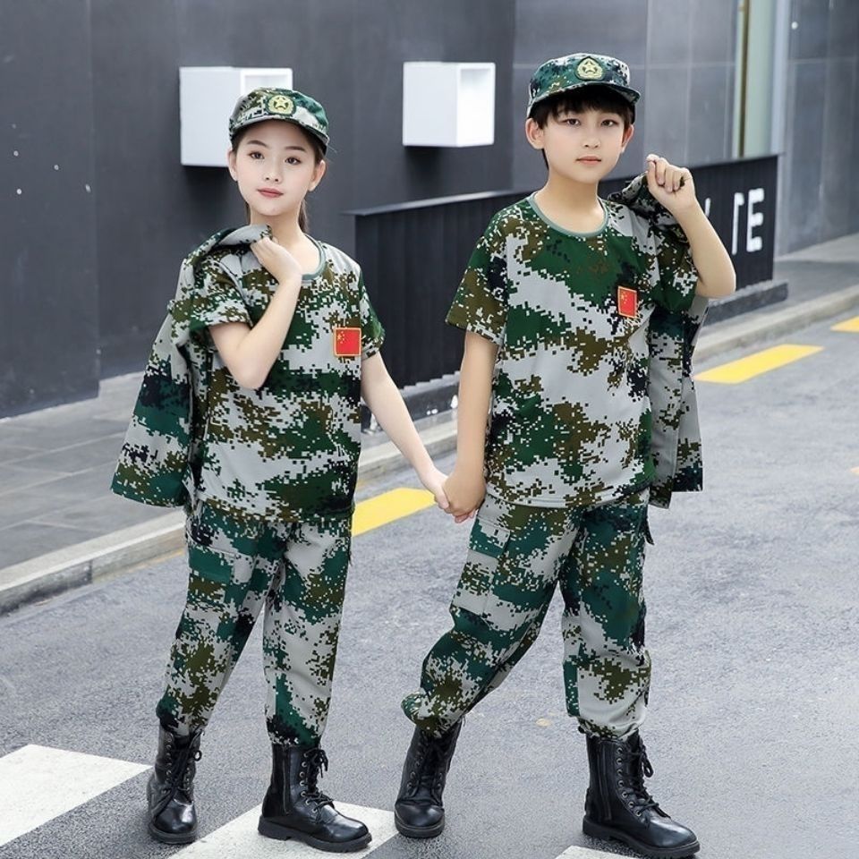 75895-儿童迷彩服套装男女童幼儿园小学生军训夏令营拓展作训迷彩服春秋-详情图