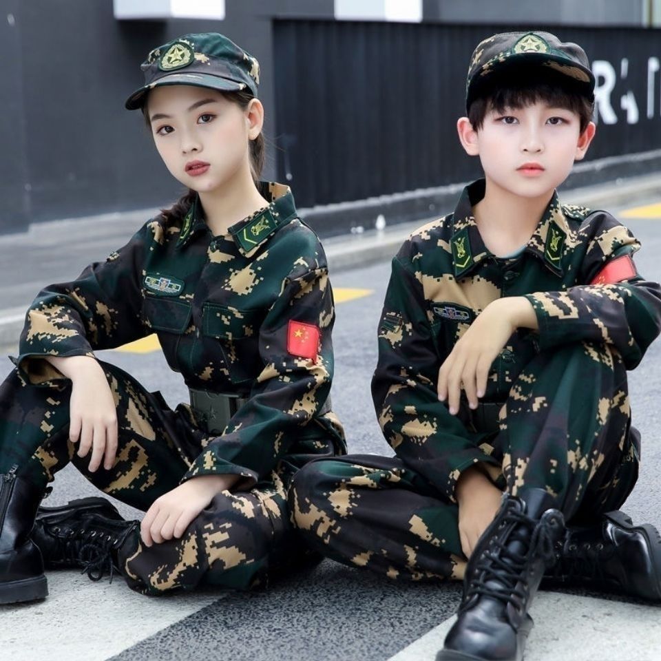 75895-儿童迷彩服套装男女童幼儿园小学生军训夏令营拓展作训迷彩服春秋-详情图