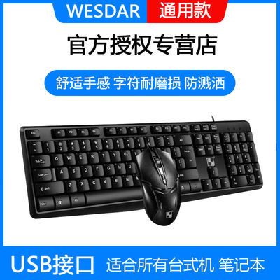 17487/通用款USB接口有线键盘鼠标套装笔记本台式电脑办公家用键鼠套装