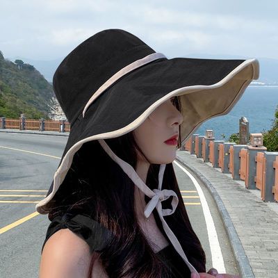60272/帽子女渔夫帽夏季防晒春夏遮阳帽太阳帽洋气遮脸遮阳圆脸大脸显瘦