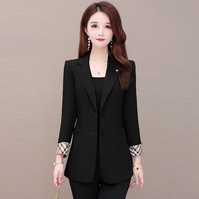 7174/黑色西装外套女2021春秋季新款韩版时尚气质炸街小西服西装外套