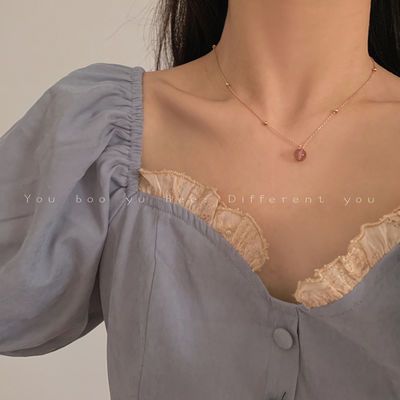 65571/甜美少女草莓晶项链女温柔气质简约森系锁骨链小众设计感脖颈链