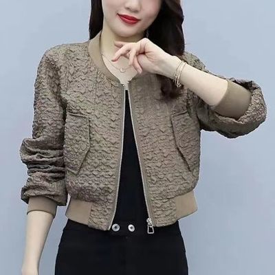 60922/2021春秋新款小个子短外套女高腰显瘦上衣气质百搭棒球服夹克女潮