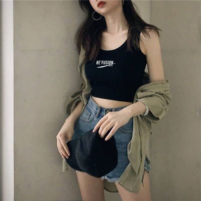 11075/吊带ins背心港味新款韩版抹胸露脐辣妹运动吊带外穿潮流打底背心