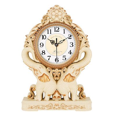 罗美时欧式创意时钟客厅座钟时尚静音卧室台钟摆件家用石英钟表