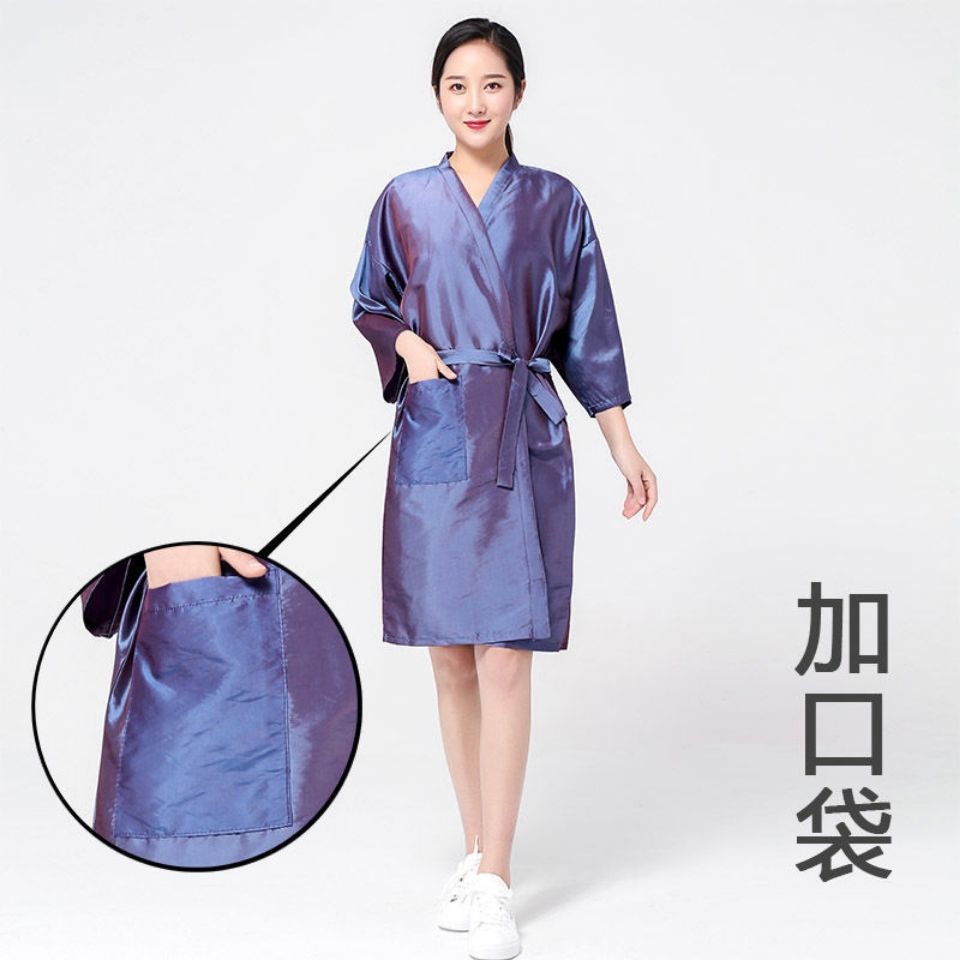 理发店客服围布发廊剪发和服围裙美发工作服染发衣美容高档客袍【4月