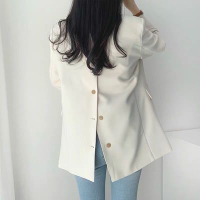 63328/2021春秋新款西装外套女韩版宽松百搭炸街小西服上衣女设计感小众