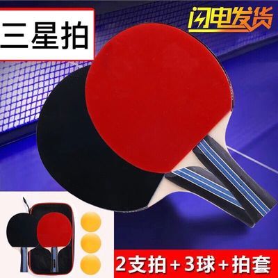 17419/正品乒乓球拍横拍直拍双拍初学者训练比赛专业级儿童学生套装
