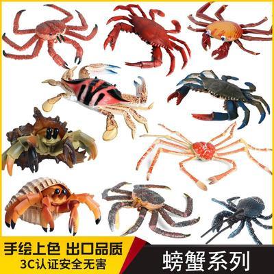 仿真螃蟹模型海洋生物寄居蟹帝王蟹莎莉蟹梭子蟹儿童动物玩具礼物