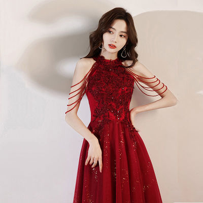 55310/敬酒服新娘2021新款结婚订婚回门酒红色宴会晚礼服女长款平时可穿