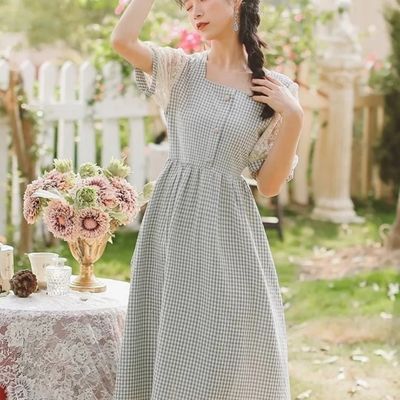 55962/2021年新款夏天高级感法式初恋温柔风甜美中长裙子