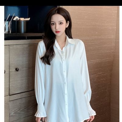 11778/女装2021新款潮白色雪纺衬衫上衣女春秋款气质女士衬衫新款长袖