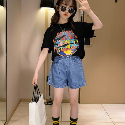 9980/女童夏装网红套装洋气2021新款韩版时髦大童装儿童短袖运动两件套