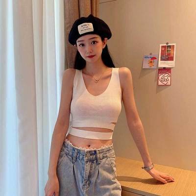 9280/夏季新款设计感吊带小众镂空内搭外穿美背针织打短款背心上衣潮女