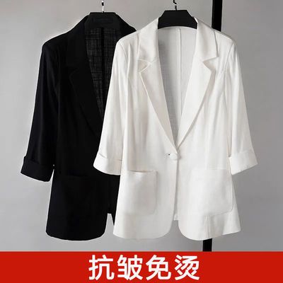 11643/短款夏季小西装外套女韩版修身显瘦大码七分袖薄款休闲防晒服上衣