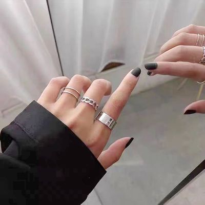 22643/光面戒指女ins不掉色纯银个性开口潮冷淡风小众设计情侣复古指环