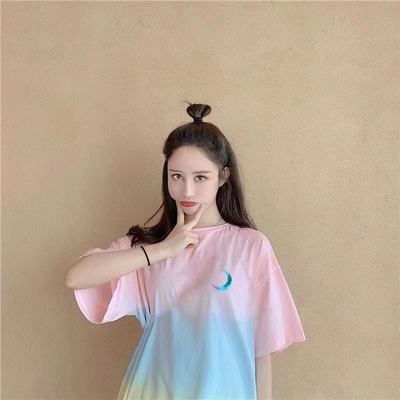 10017/2021新款彩虹t恤女短袖学生韩版宽松原宿凤中长款下半身失踪款【4月30日发完】