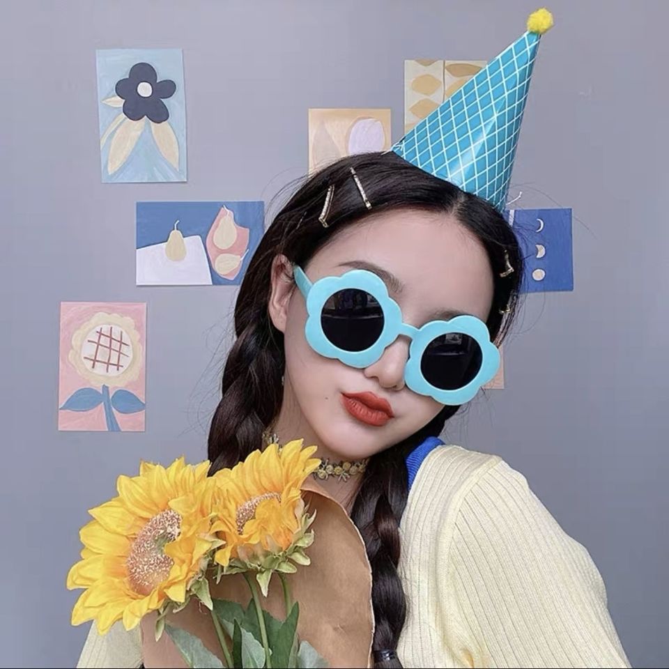 Douyin Funny Glasses Flower Sunglasses Flowers Cute Sand Sculpture Funny Party Graduation Photo Selfie Sunglasses Jumping