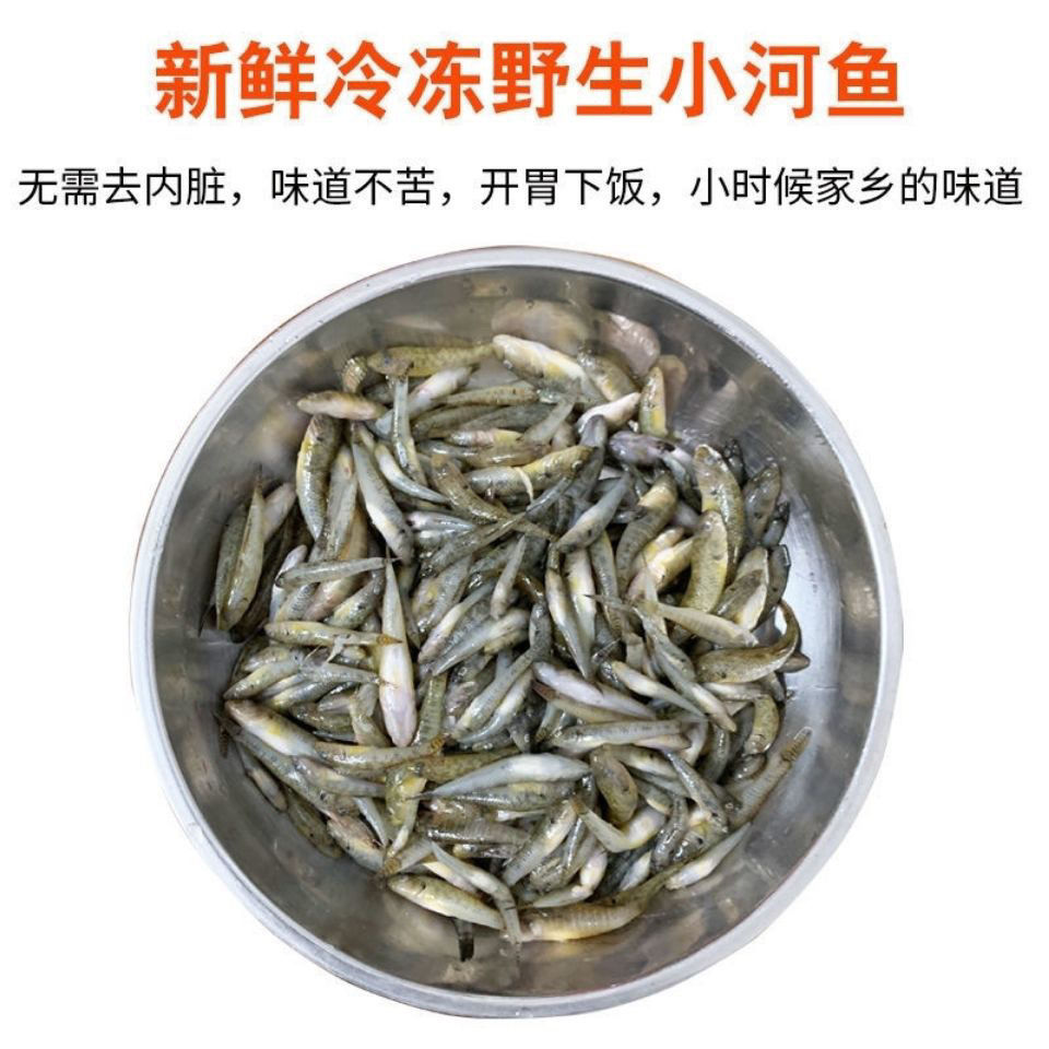 新鲜小河鱼小毛鱼小石鱼虎鱼河山坑鱼原生态喂龙鱼喂虎鱼 虎窝拼