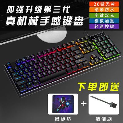 21629/电竞真机械手感有线键盘鼠标套装游戏台式电脑笔记本通用键鼠发光