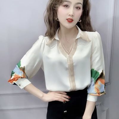 10725/丝绸缎面衬衫女设计感小众轻熟2020夏季韩版宽松OL白色冷淡风衬衣