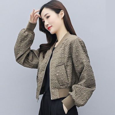 68214/短款外套女2021秋新款小个子高腰显瘦上衣气质百搭棒球服夹克潮