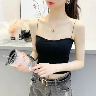 9996/油画少女美背背心抹胸带胸垫可拆外搭内穿螺纹棉裹胸性感小吊带