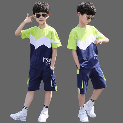 40022/12男童夏装套装2020年新款5运动短袖6洋气7男孩8夏季T恤9中大童13