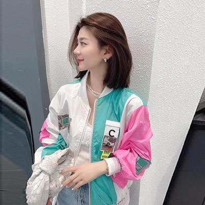 20361/拼色减龄印花宽松薄款防晒服短外套欧洲站夏女装2021新款欧货潮