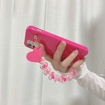 22773/糖果玫红色爱心链条p20mate30/40pro华为p30手机壳nova7软3/4/5ip