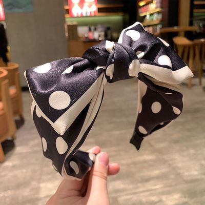 38777/日韩大蝴蝶结发箍女仙气外戴复古小香风宽边头箍成人波点发卡发饰