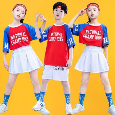 25420/街舞儿童潮服嘻哈国潮六一啦啦队演出服女童爵士舞服装男童套装夏