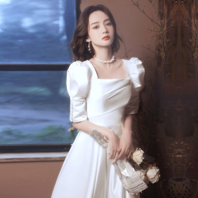 16396/轻奢小众晚礼服连衣裙女2021新款中长款气质名媛平时可穿宴会订婚