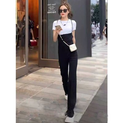 40529/背带裤女夏季2021年新款裤子显瘦宽松高腰阔腿喇叭裤休闲连体长裤