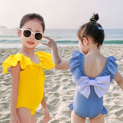 35201/女童宝宝泳衣婴儿连体比基尼公主可爱速干防晒儿童露背蝴蝶结泳装