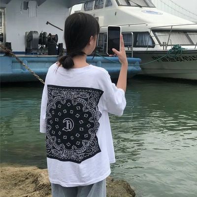 78905/潮牌纯棉印花短袖t恤女学生韩版宽松原宿风圆领半袖体恤上衣ins潮【7天内发货】