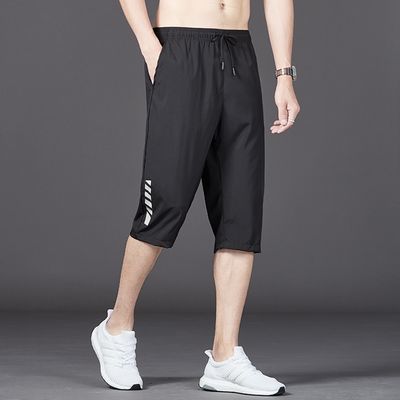 37058/冰丝七分裤男夏季薄款宽松外穿休闲运动潮流百搭马裤大码男士短裤